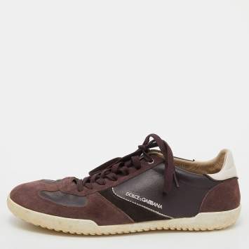 Pre Owned Dolce & Gabbana Multicolor Leather And Suede Low Top Sneakers Size 45