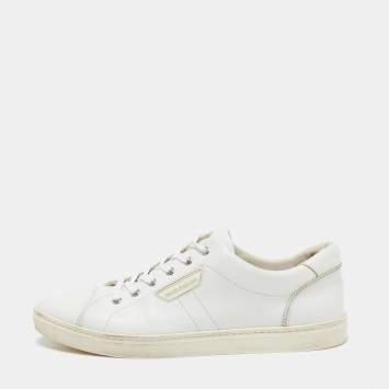 Pre Owned Dolce & Gabbana White Leather Low Top Sneakers Size 45