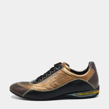 Pre Owned Dolce & Gabbana Multicolor Leather Low Top Sneakers Size 41.5