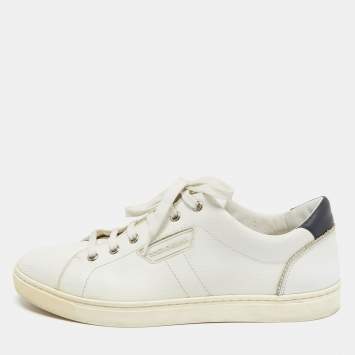 Pre Owned Dolce & Gabbana White Textured Leather Low Top Sneakers Size 42