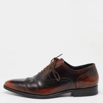 Pre Owned Dolce & Gabbana Brown Leather Brogue Lace Up Oxford Size 43