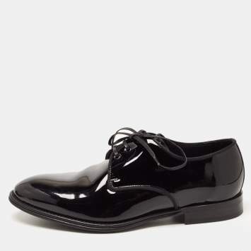 Pre Owned Dolce & Gabbana Black Patent Leather Lace Up Derby Size 40