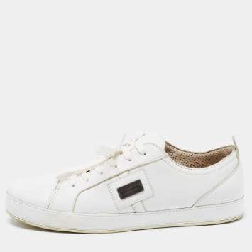 Pre Owned Dolce & Gabbana White Leather Low Top Sneakers Size 42