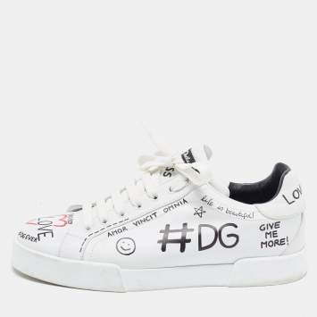 Pre Owned Dolce & Gabbana White Leather Portofino Sneakers Size 41