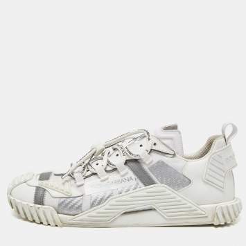 Pre Owned Dolce & Gabbana White Leather and Nylon Ns1 Sneakers Size 44