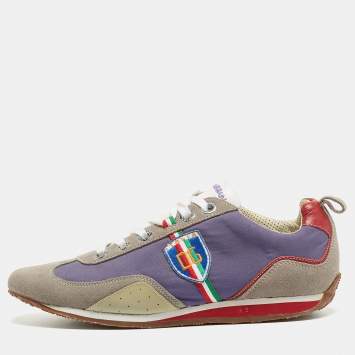 Pre Owned Dolce & Gabbana Multicolor Leather and Suede Low Top Sneakers Size 44.5