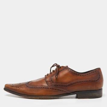 Pre Owned Dolce & Gabbana Brown Leather Brogue Lace Up Oxford Size 43