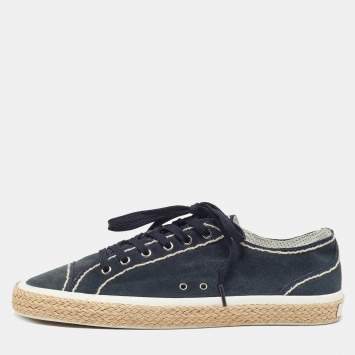 Pre Owned Dolce & Gabbana Navy Blue Denim Lace Up Espadrille Size 44