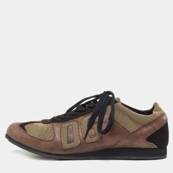 Pre Owned Dolce & Gabbana Brown/Beige Suede Low Top Sneakers Size 44.5