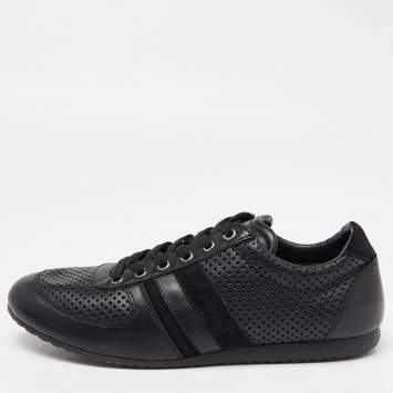 Pre Owned Dolce & Gabbana Black Perforated Leather Low Top Sneakers Size 42.5