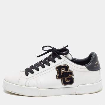 Pre Owned Dolce & Gabbana White Leather Portofino Lace-Up Sneakers Size 41
