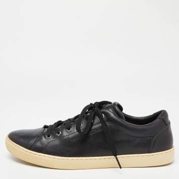 Pre Owned Dolce & Gabbana Black Leather Lace Low Top Sneakers Size 44