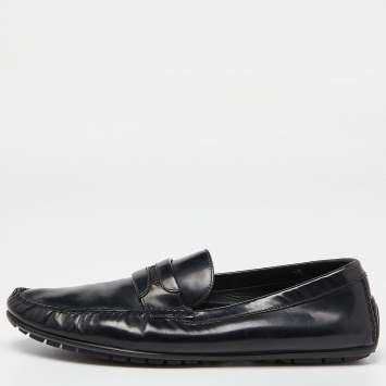 Pre Owned Dolce & Gabbana Black Leather Slip On Loafers Size 44.5