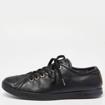 Pre Owned Dolce & Gabbana Black Leather Low Top Sneakers Size 42.5