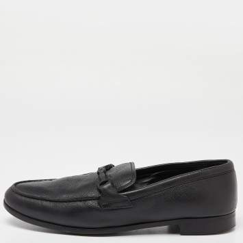 Pre Owned Giorgio Armani Black Leather Slip On Loafers Size 41.5
