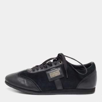Pre Owned Dolce & Gabbana Black Suede and Leather Low Top Sneakers Size 41