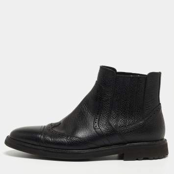 Pre Owned Dolce & Gabbana Black Leather Ankle Boots Size 40