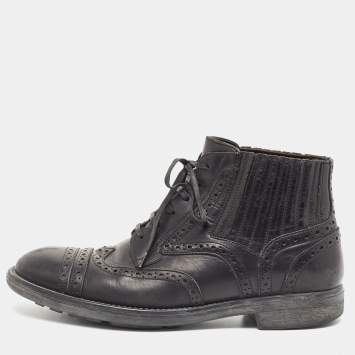 Pre Owned Dolce & Gabbana Black Leather Lace Up Combat Boots Size 39