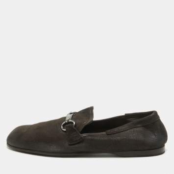 Pre Owned Dolce & Gabbana Brown Suede Buckle Loafers Size 44