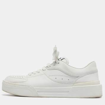 Pre Owned Dolce & Gabbana White Leather Low Top Sneakers Size 42.5