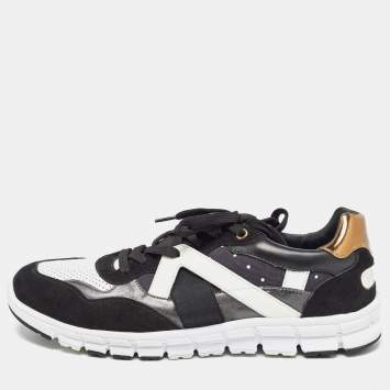 Pre Owned Dolce & Gabbana Tricolor Leather and Suede Low Top Sneakers Size 42.5