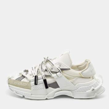 Pre Owned Dolce & Gabbana White Nylon and Leather Space Sneakers Size 43
