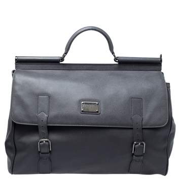 Pre Owned Dolce & Gabbana Grey Leather Sicily Travel Bag