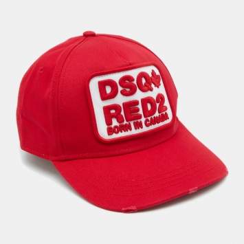 Pre Owned Dsquared2 Red2 Canvas Distressed Baseball Cap
