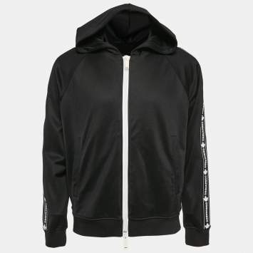 Pre Owned Dsquared2 Black Jersey Logo Tape Trimmed Zip-Up Hoodie M