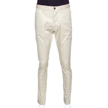 Pre Owned Dsquared2 Beige Stretch Cotton Gabardine Chino Trousers L