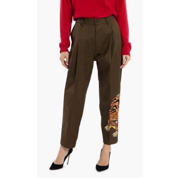 Pre Owned Dsquared2 Brown Tiger Embroidered Fight Fit Pants L (50)
