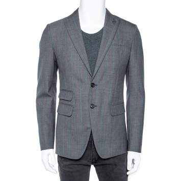 Pre Owned Dsquared2 Grey Pinstriped Wool Single Breasted Blazer M