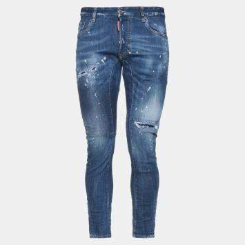 Pre Owned Dsquared2 Blue Denim Tidy Biker Jeans XL (IT 52)