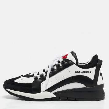 Pre Owned Dsquared2 Black/White Leather Legendary Sneakers Size 45