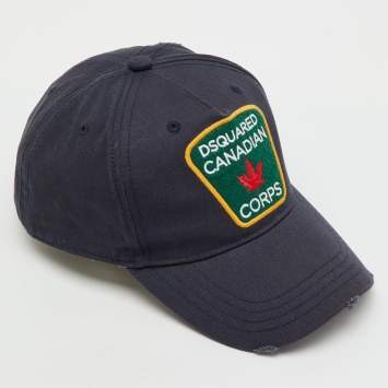 Pre Owned Dsquared2 Black Canadian Corps Canvas Baseball Cap