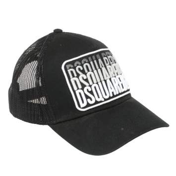 Pre Owned Dsquared2 Black Logo Embroidered Distressed Baseball Cap ( One Size )