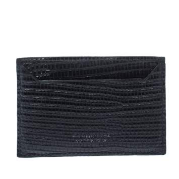 Pre Owned Dsquared2 Black Lizard Embossed Leather Card Holder