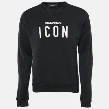 Pre Owned Dsquared2 Black Embroidered Cotton Sweatshirt S