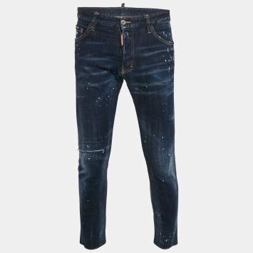 Pre Owned Dsquared2 Blue Denim Distressed Jeans M Waist 37"