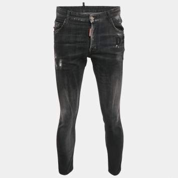 Pre Owned Dsquared2 Grey Denim Distressed Skater Jeans L Waist 36"