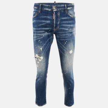 Pre Owned Dsquared2 Blue Distressed Denim Jeans S Waist 31"