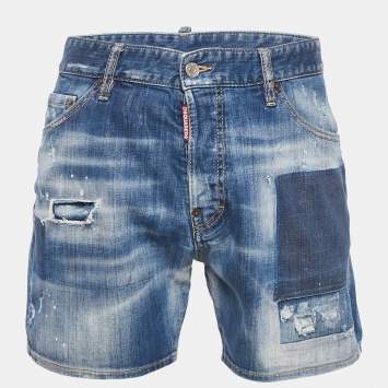 Dsquared2 Blue Distressed Denim Shorts L 
