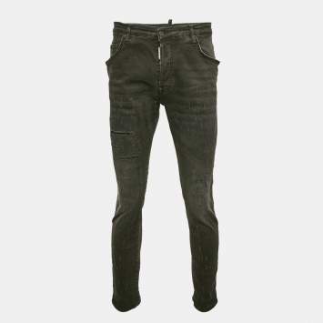 Dsquared2 Black Distressed Denim Skater Jeans XL Waist 35"
