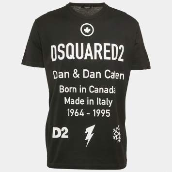 Dsquared2 Black Logo Print Cotton Crew Neck T-Shirt L