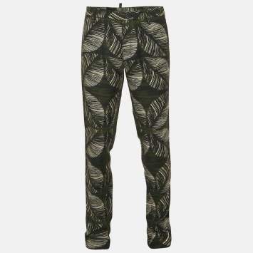Dsquared2 Green Tropical Print Crepe Trousers L