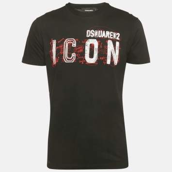 Dsquared2 Black Logo Print Jersey T-Shirt S