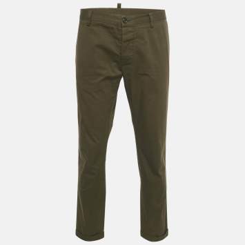 Pre Owned Dsquared2 Olive Green Cotton Trousers XL