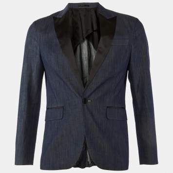 Pre Owned Dsquared2 Dark Blue Cotton Tokyo Tailored Jacket M