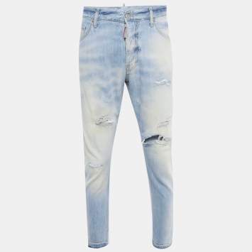 Pre Owned Dsquared2 Blue Distressed Denim Jeans L Waist 36"