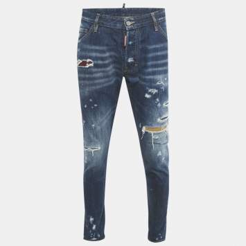 Pre Owned Dsquared2 Blue Distressed Denim Classic Kenny Twist Jeans L Waist 36"